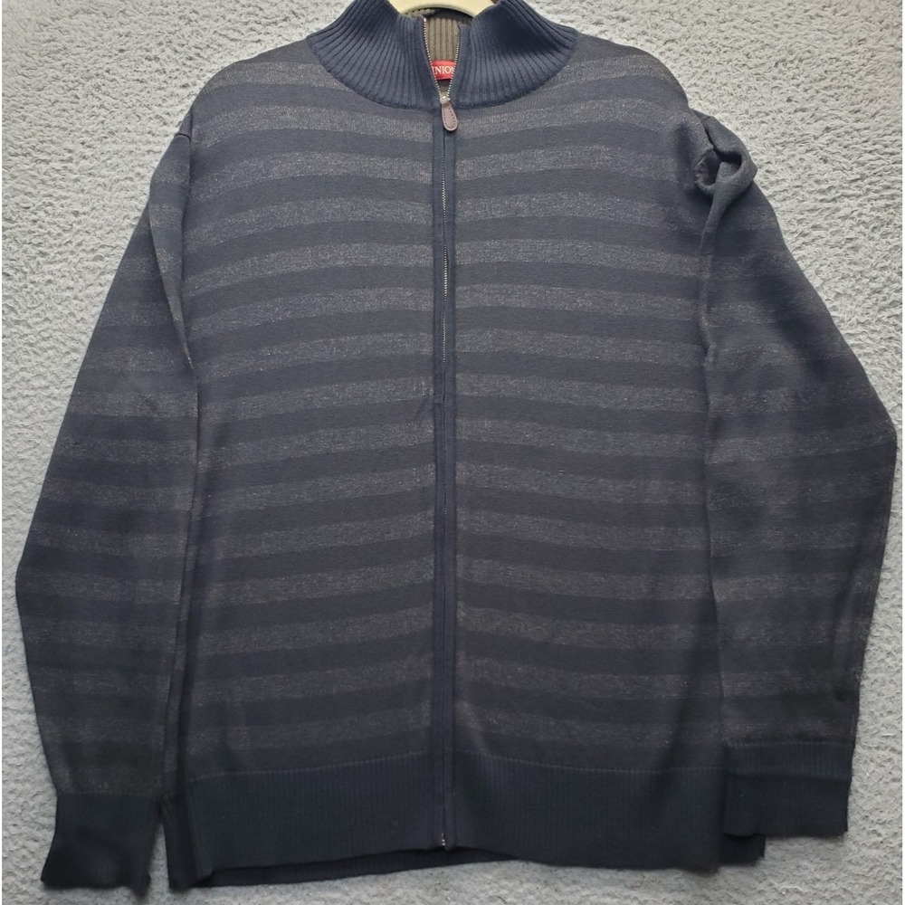 Reunion Sweater Mens XL Multi Striped Knitted Long Sleeve Mock Neck Full Zipper‎